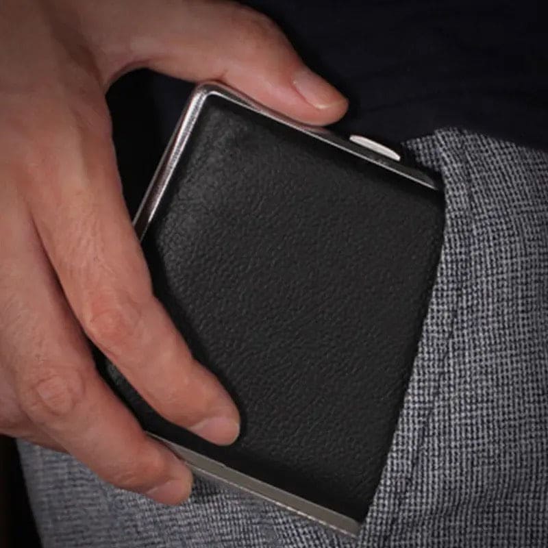 Slim Leather Cigarette Case, Double Open 20 Sticks Leather Cigarette Case, Metal Frame Black Faux Leather Cigarette Case, Men Cigarette Case Smoking Accessories, Creative Pocket Tobacco Holder, Pressure Proof Protective Cigarettes Case Slim Leather Cigarette Case, Double Open 20 Sticks Leather Cigarette Case, Metal Frame Black Faux Leather Cigarette Case, Men Cigarette Case Smoking Accessories, Creative Pocket Tobacco Holder, Pressure Proof Protective Cigarettes Case